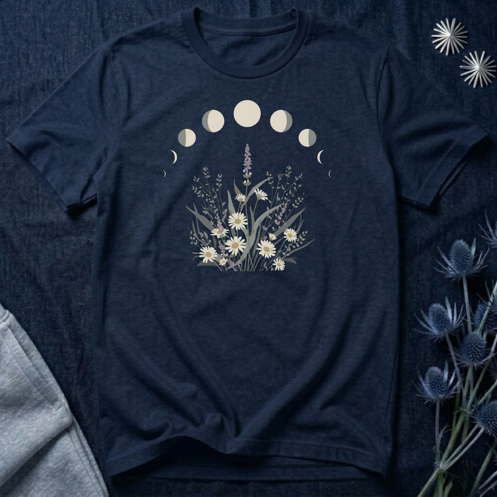 Lavender and Daisy Moon Phases T-Shirt