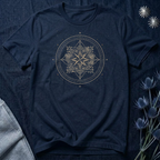 Celestial Compass Rose Floral Mandala Graphic T-Shirt