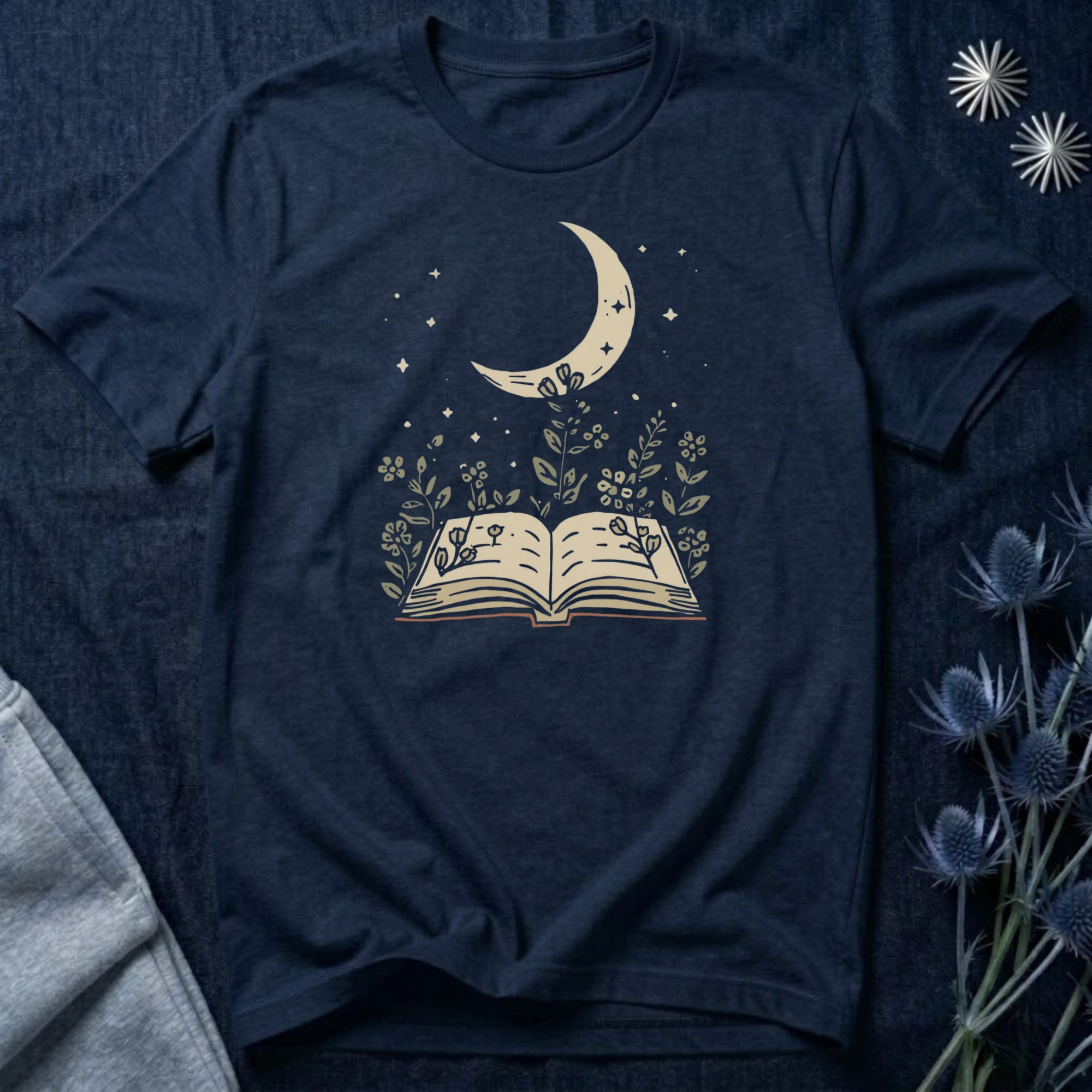 Moonlit Reading Garden Graphic T-Shirt