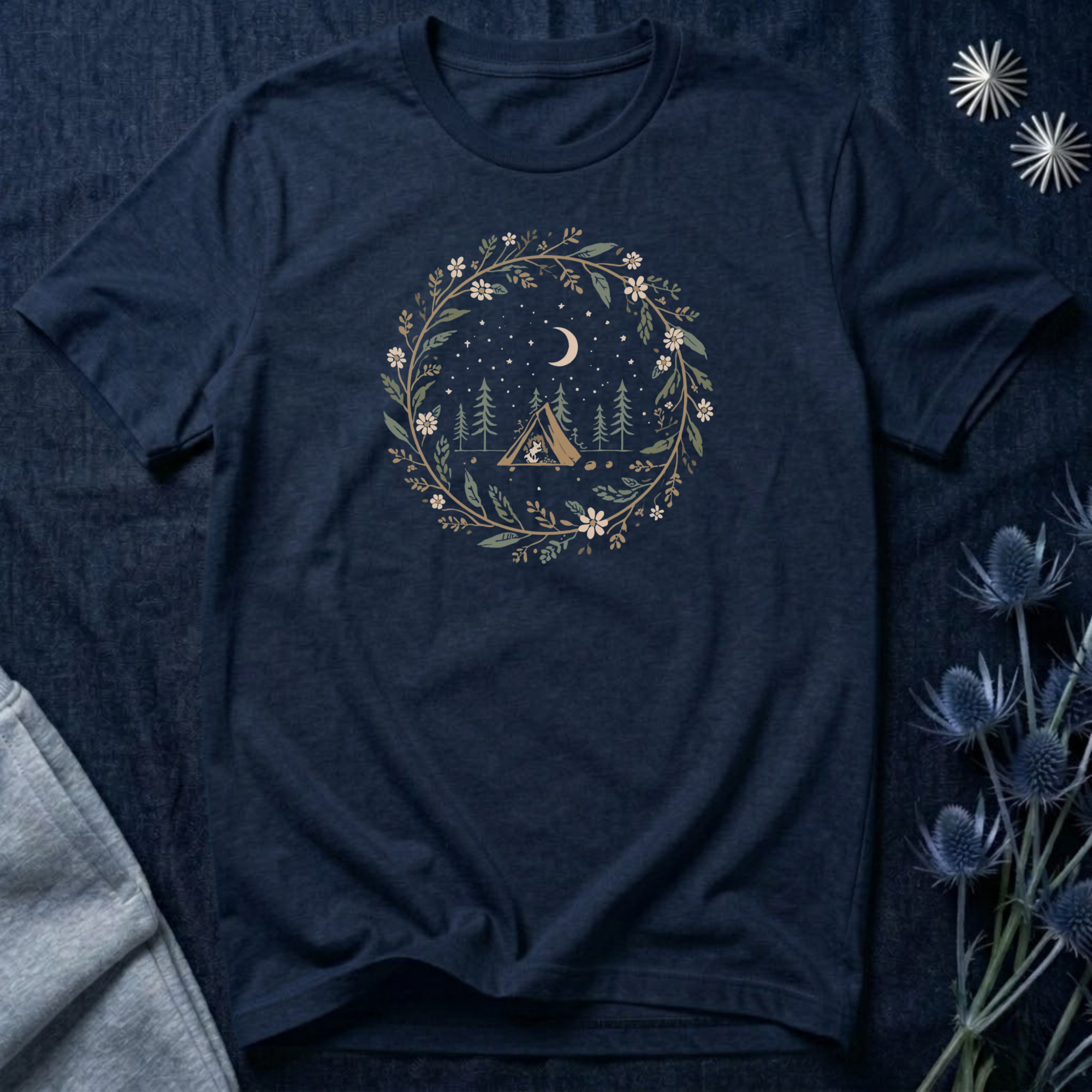 Moonlit Forest Camping Graphic T-Shirt