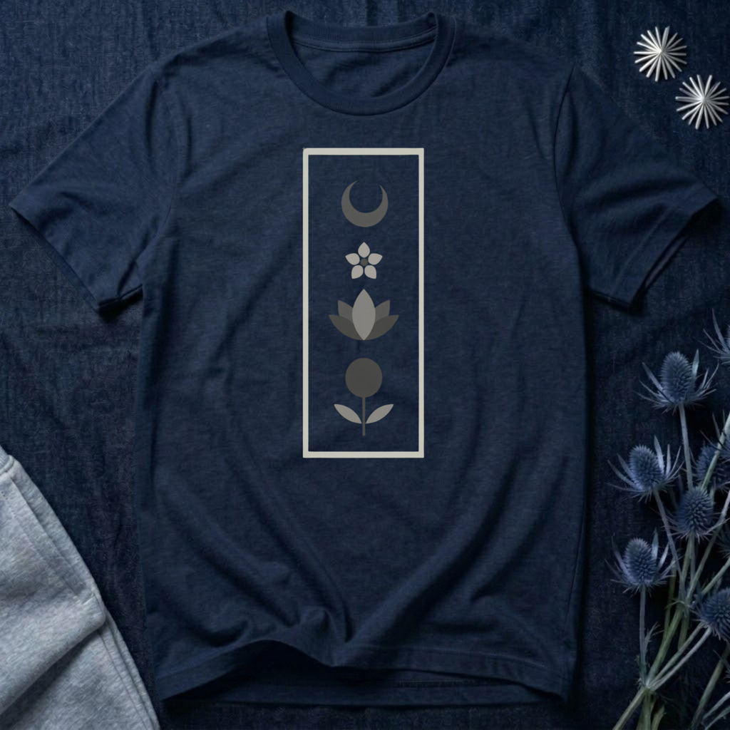 Scandinavian Moon and Flowers T-Shirt