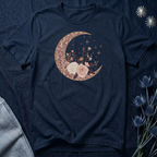 Rose Gold Celestial Moon Floral Graphic T-Shirt