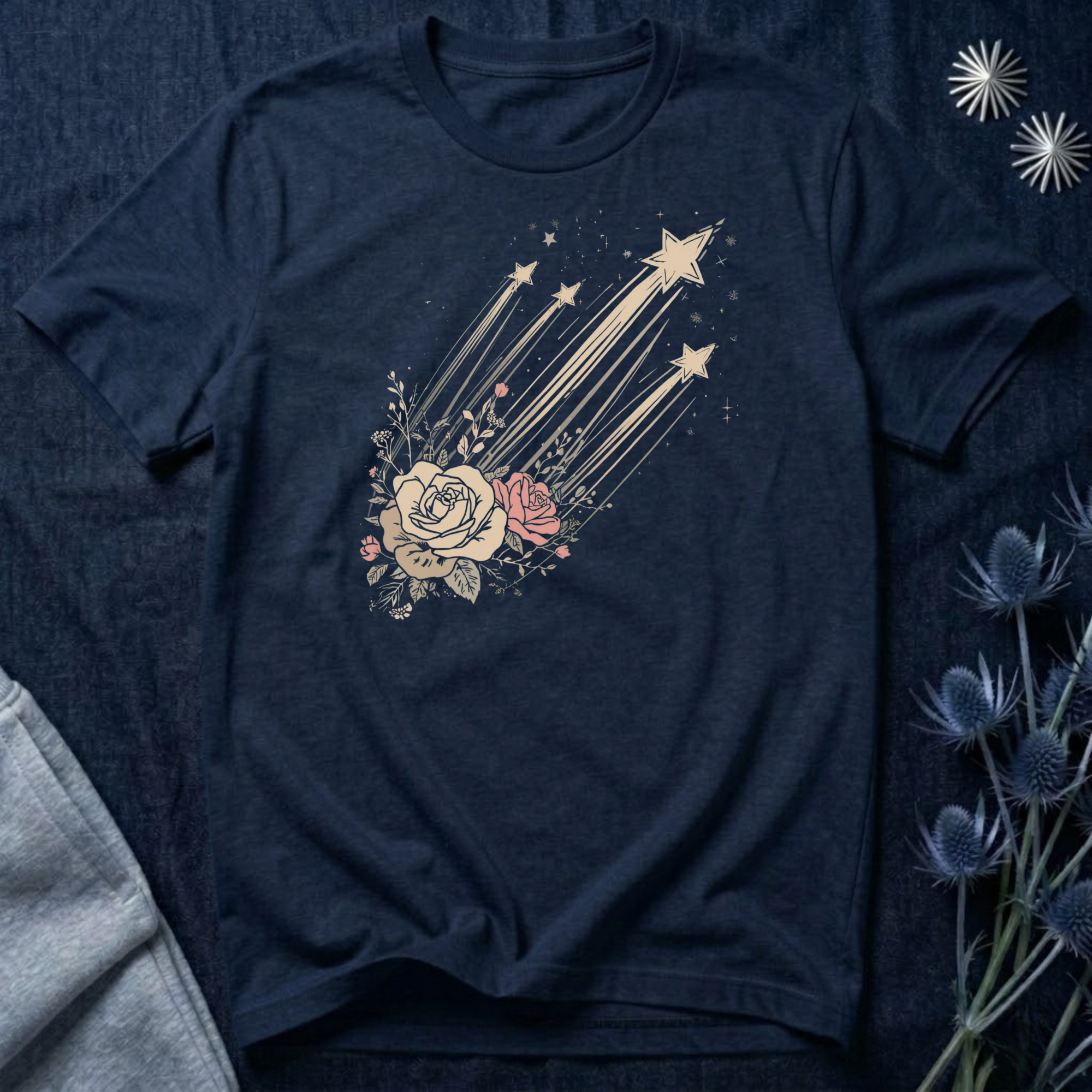 Shooting Stars & Roses Celestial Graphic T-Shirt