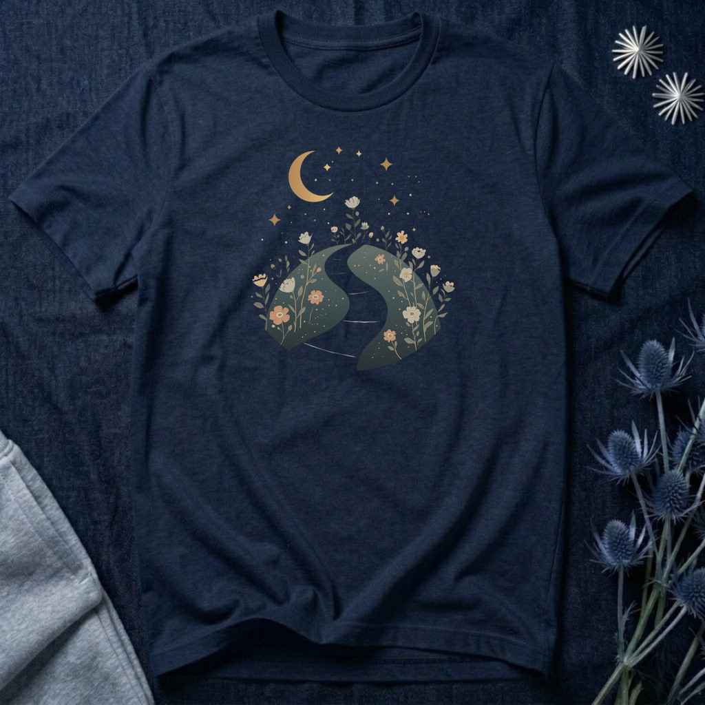 Moonlit Wildflower Path Graphic T-Shirt