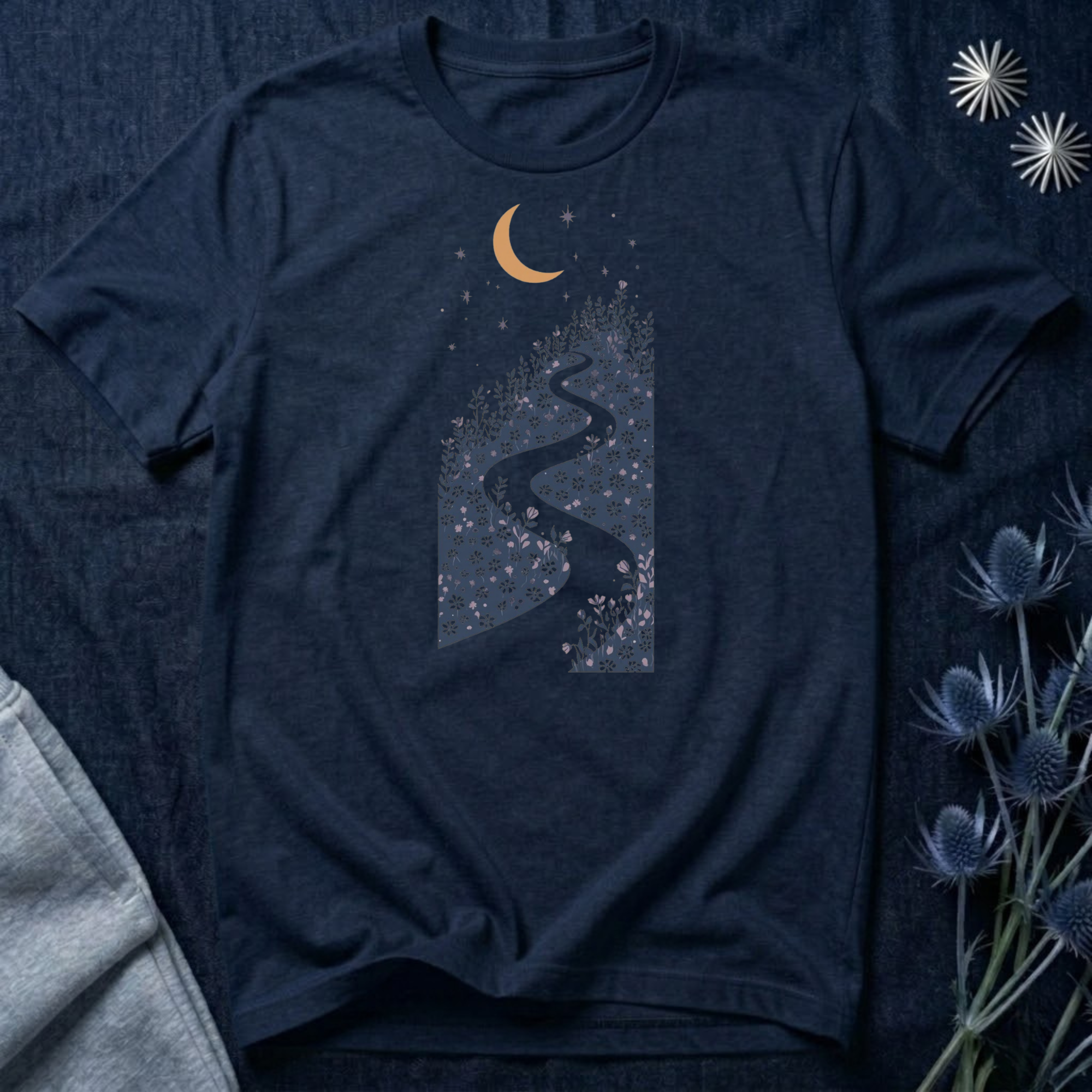 Moonlit Wildflower Winding Path Graphic Tee