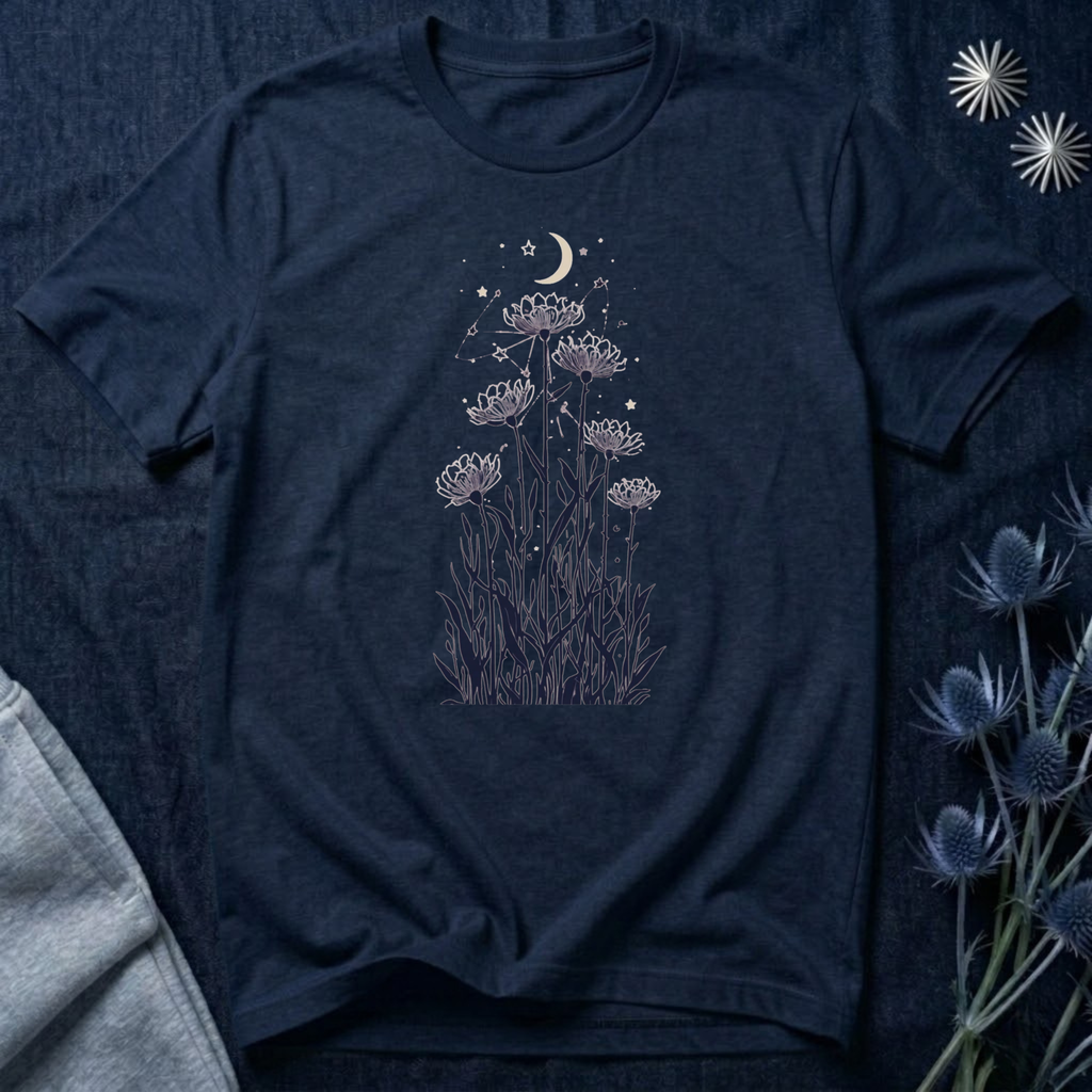 Moonlit Wildflower Night Graphic T-Shirt
