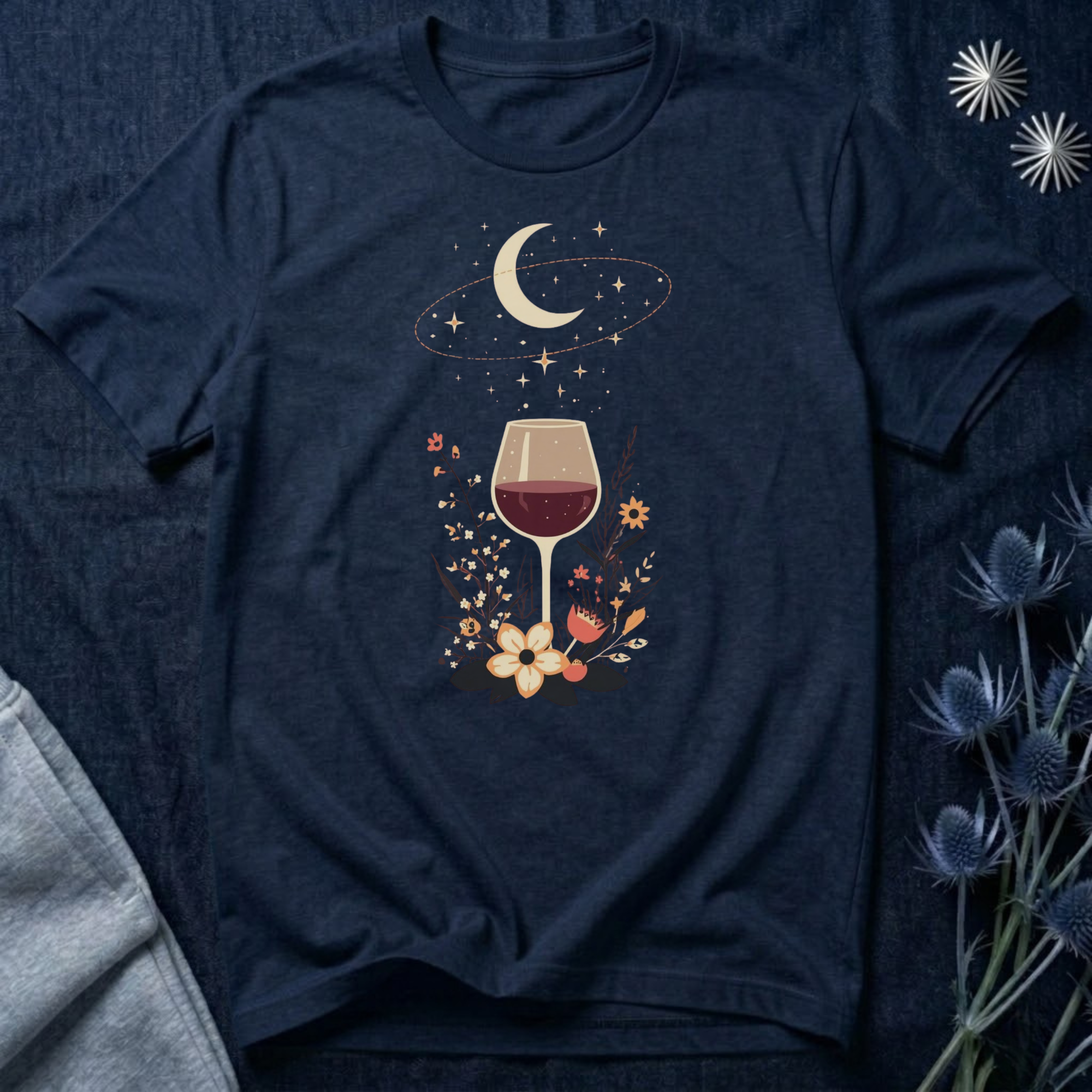 Celestial Red Wine & Wildflowers Graphic Tee