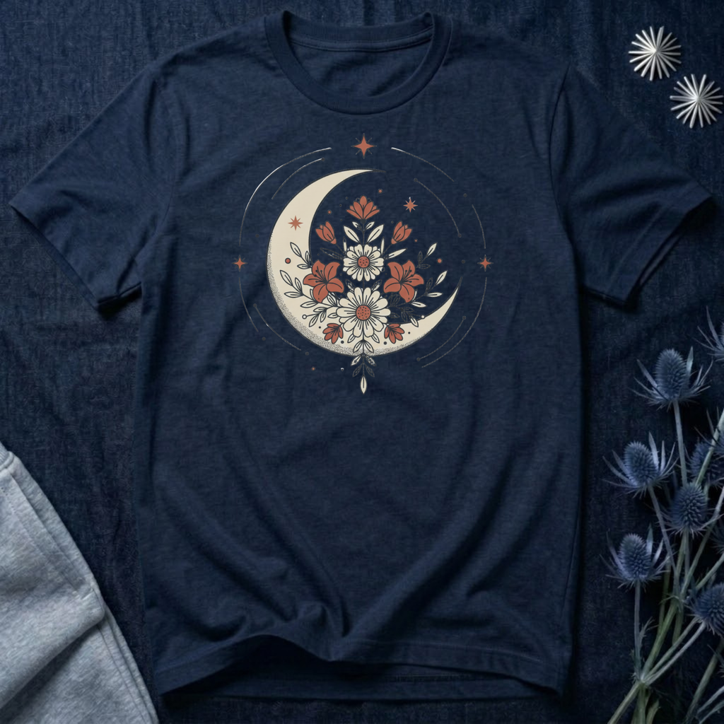 Crescent Moon and Flowers T-Shirt