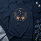 Minimal Celestial Floral Moon Graphic Tee
