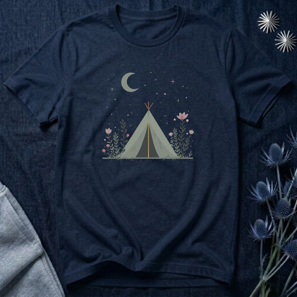 Moonlit Camping Tent Graphic T-Shirt