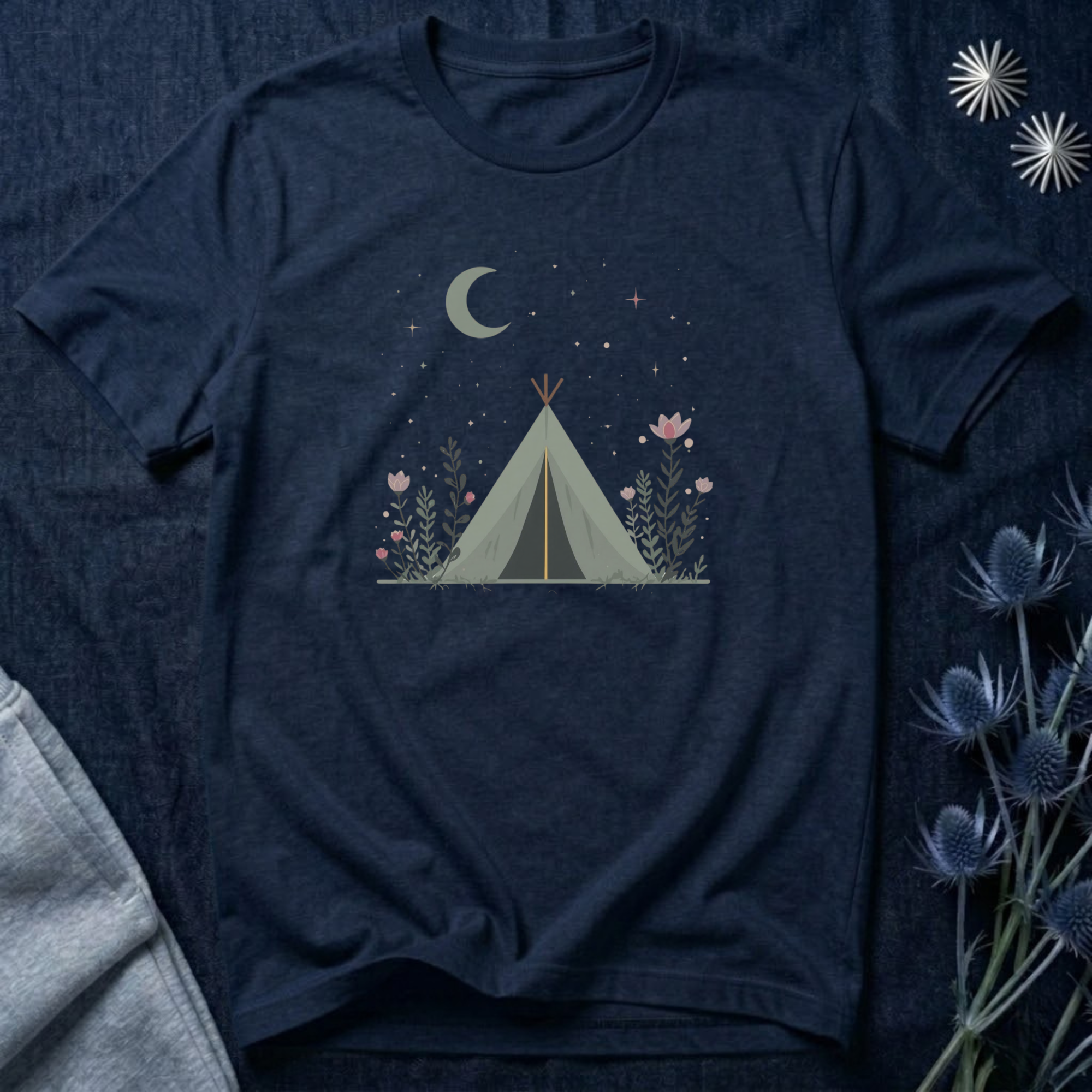 Moonlit Camping Tent Graphic T-Shirt