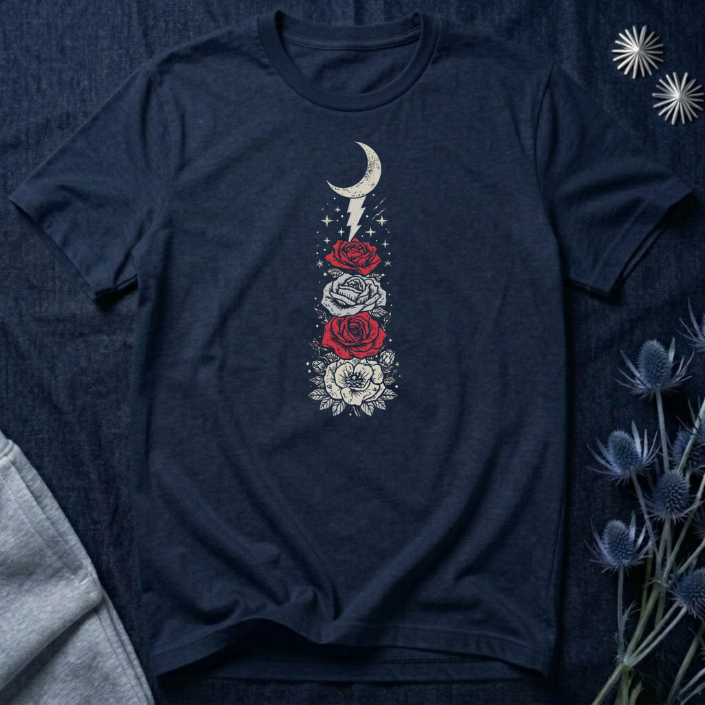 Moon & Lightning Rose Graphic Tee