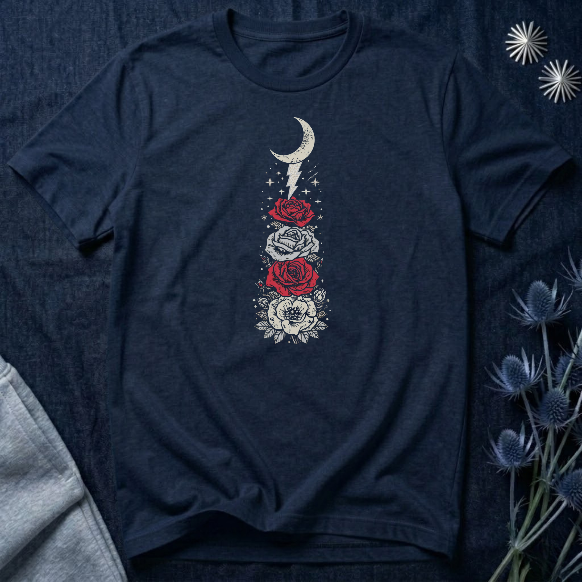 Moon & Lightning Rose Graphic Tee