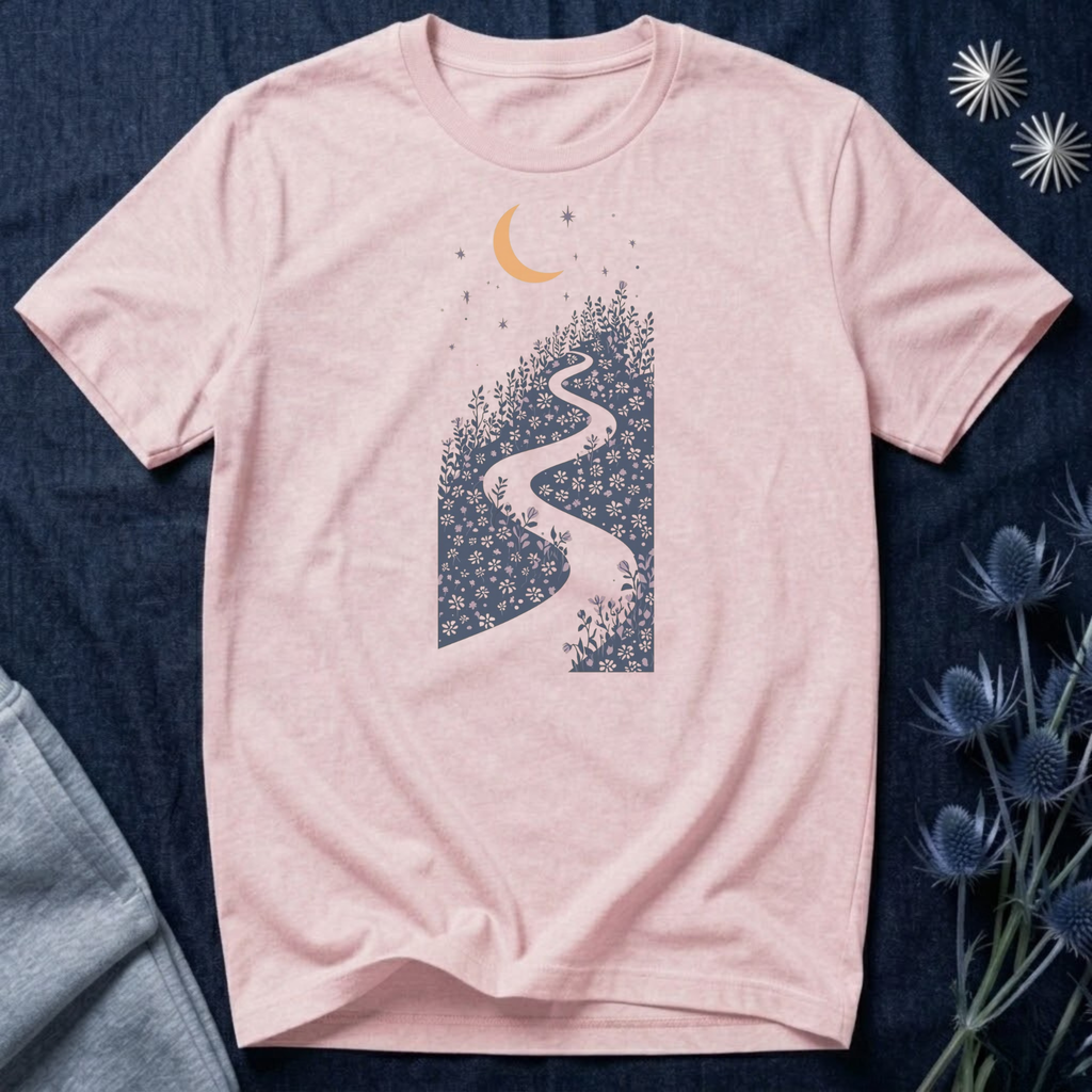 Moonlit Wildflower Winding Path Graphic Tee