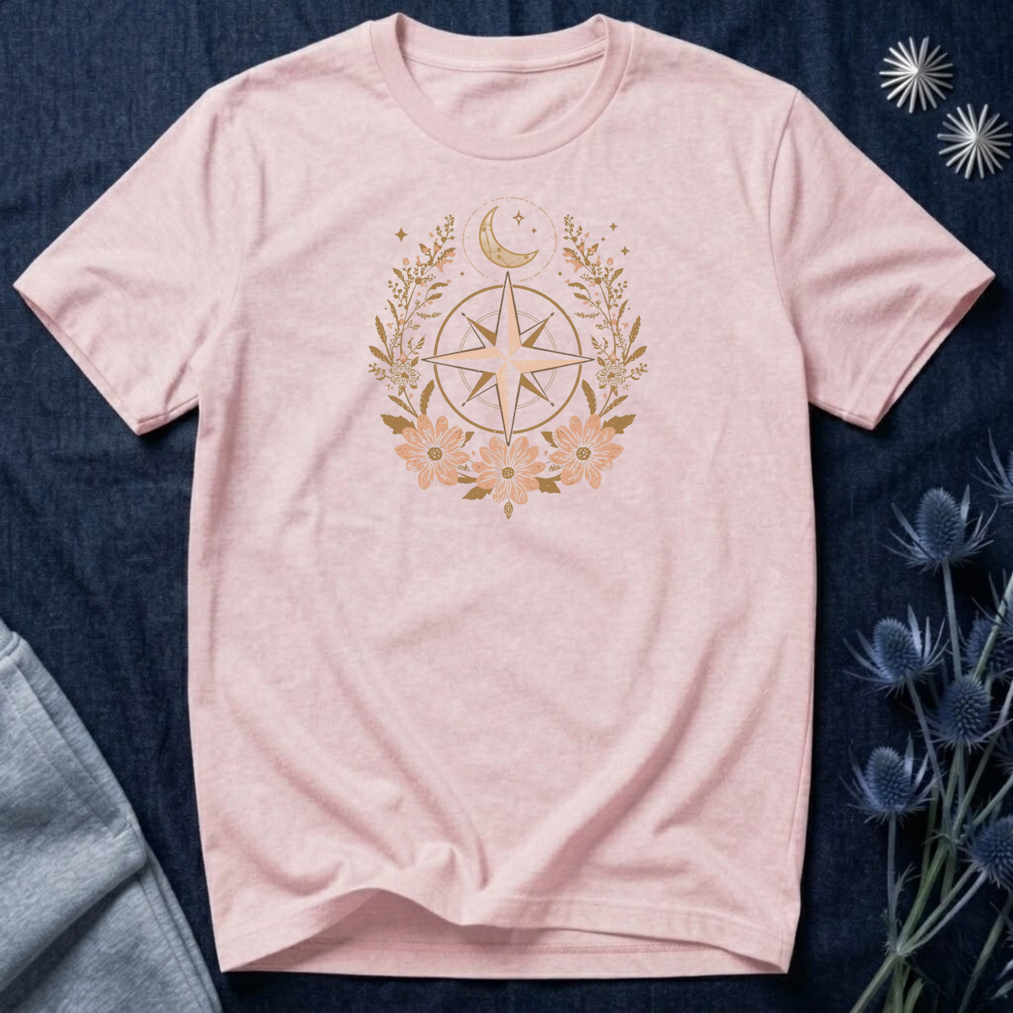 Celestial Compass Floral Graphic T-Shirt
