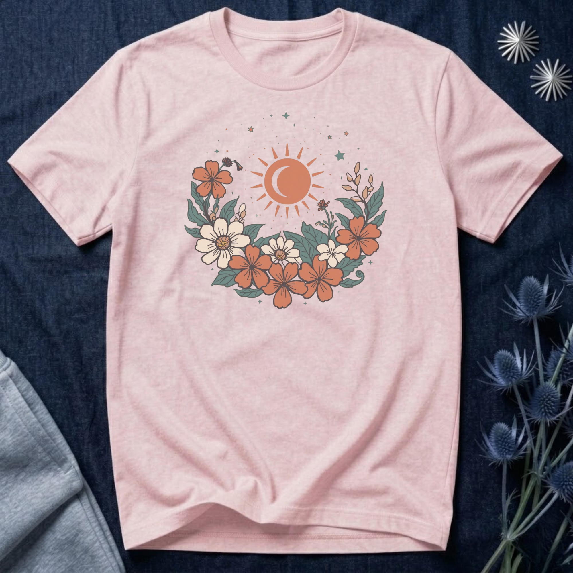 Tropical Sun & Moon Floral T-Shirt