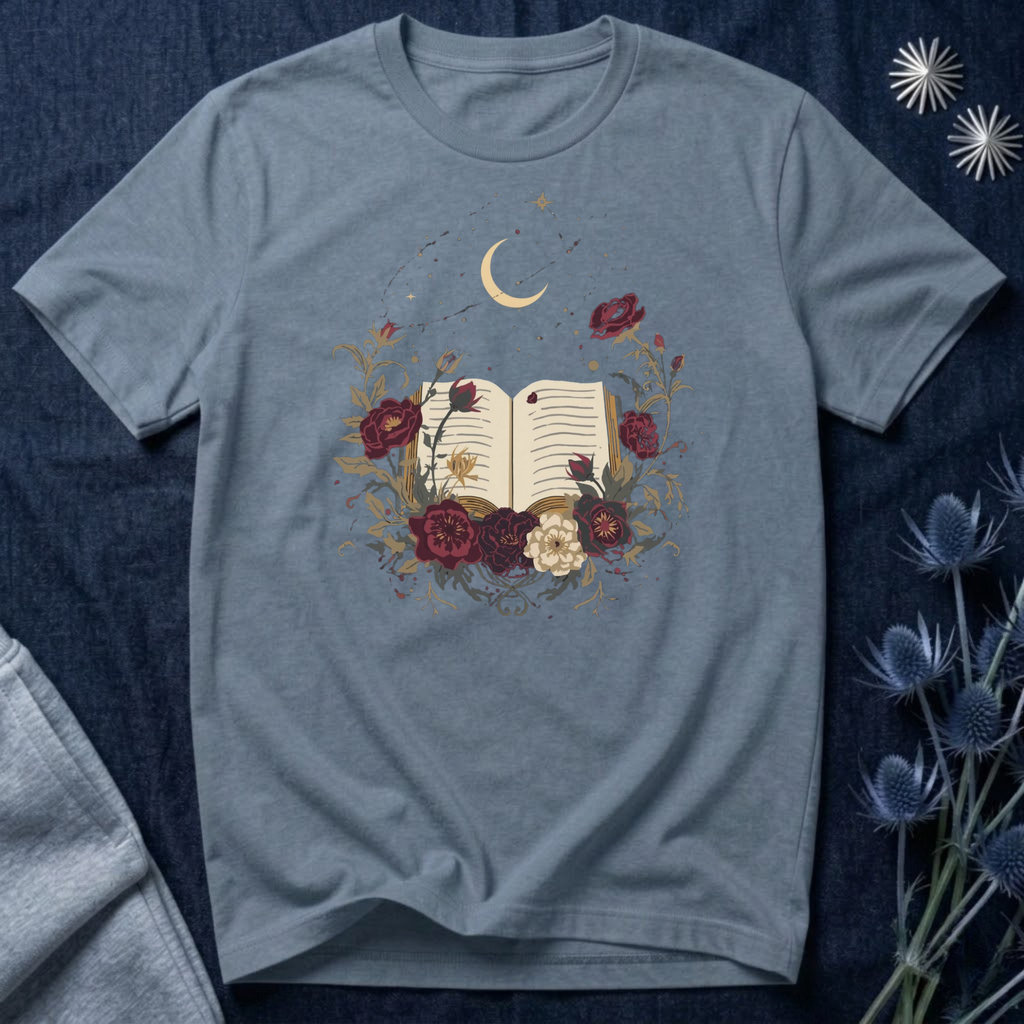 Celestial Rose Book Lover Graphic T-Shirt