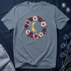 Golden Moon Floral Wreath Graphic T-Shirt