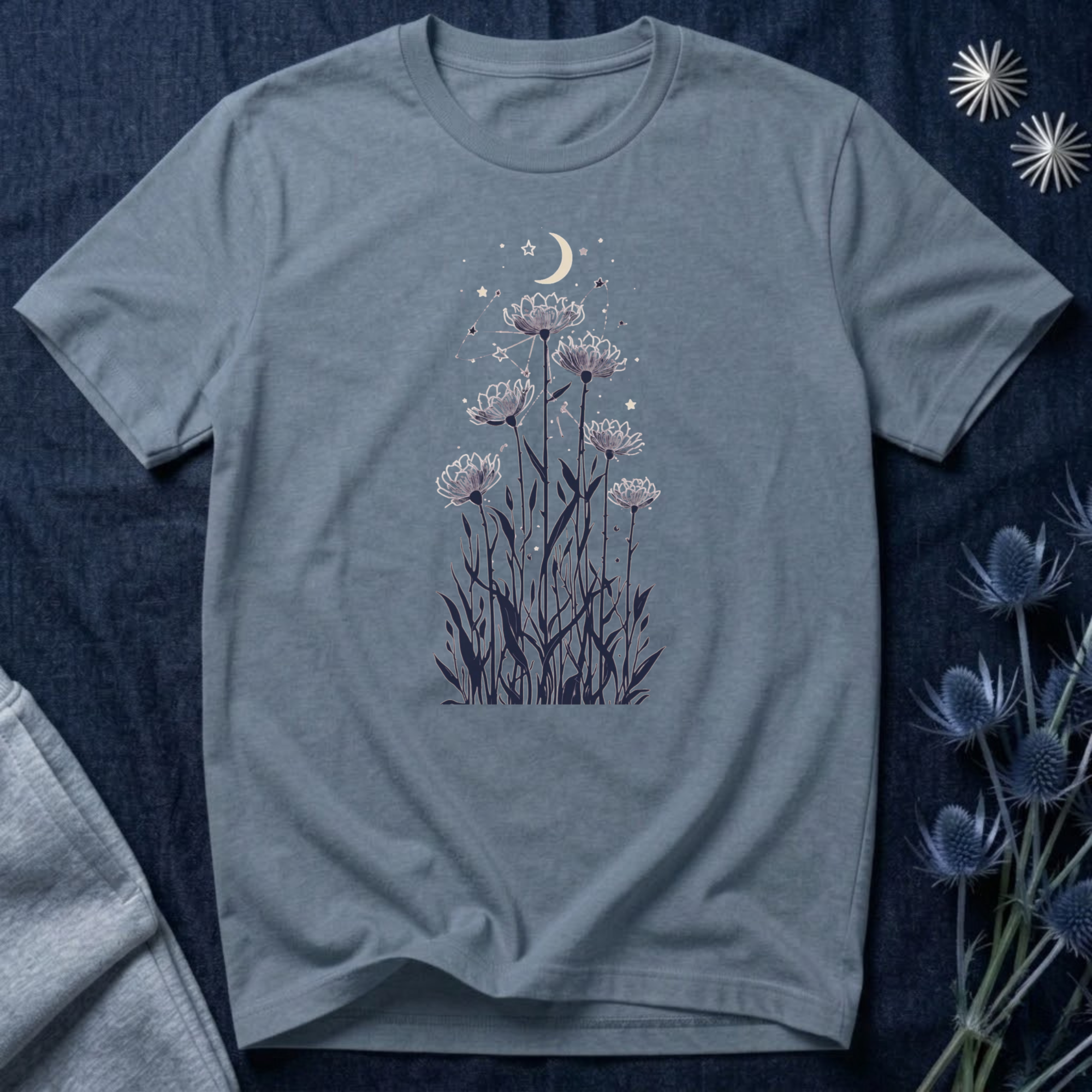 Moonlit Wildflower Night Graphic T-Shirt