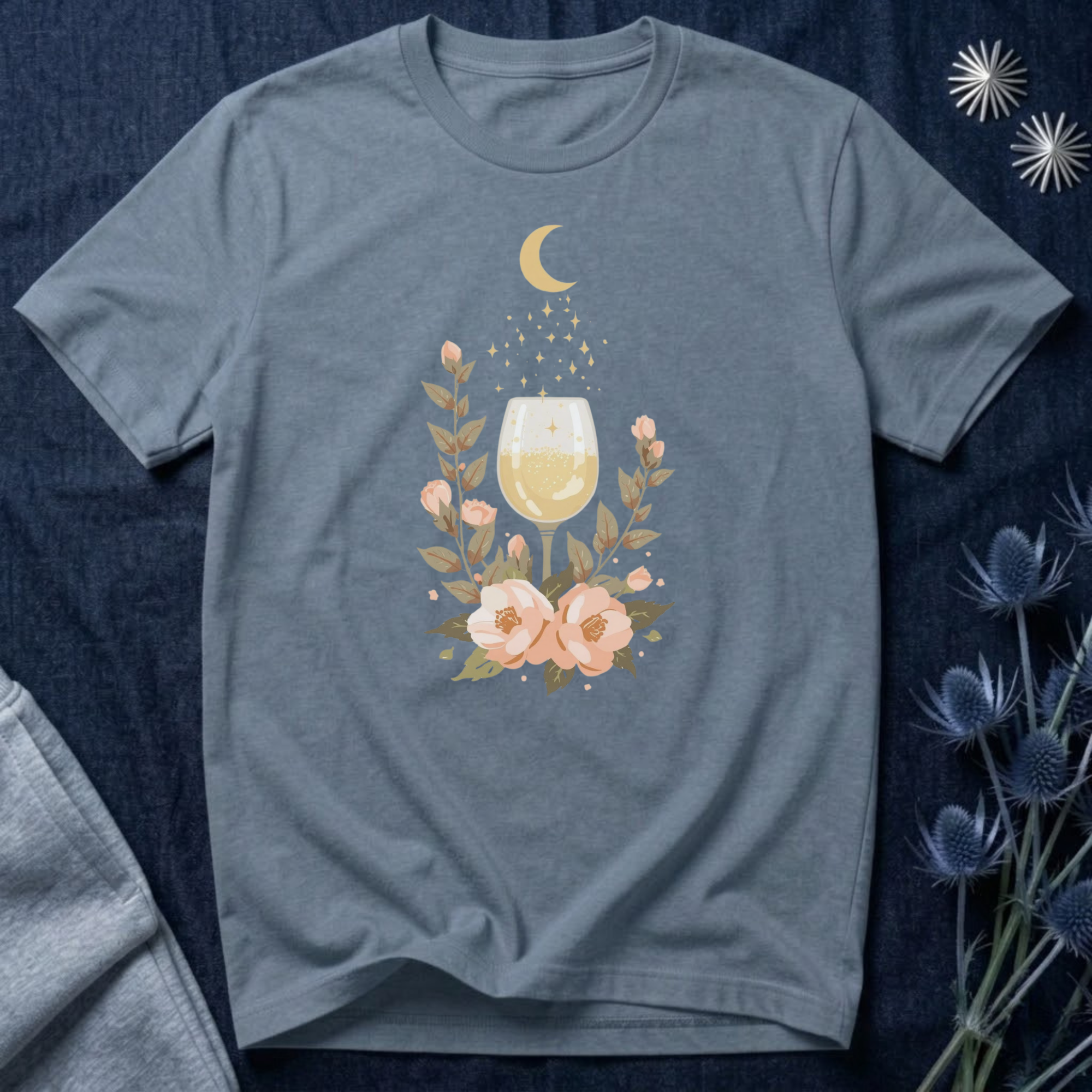 Celestial White Wine & Blush Florals Graphic Tee