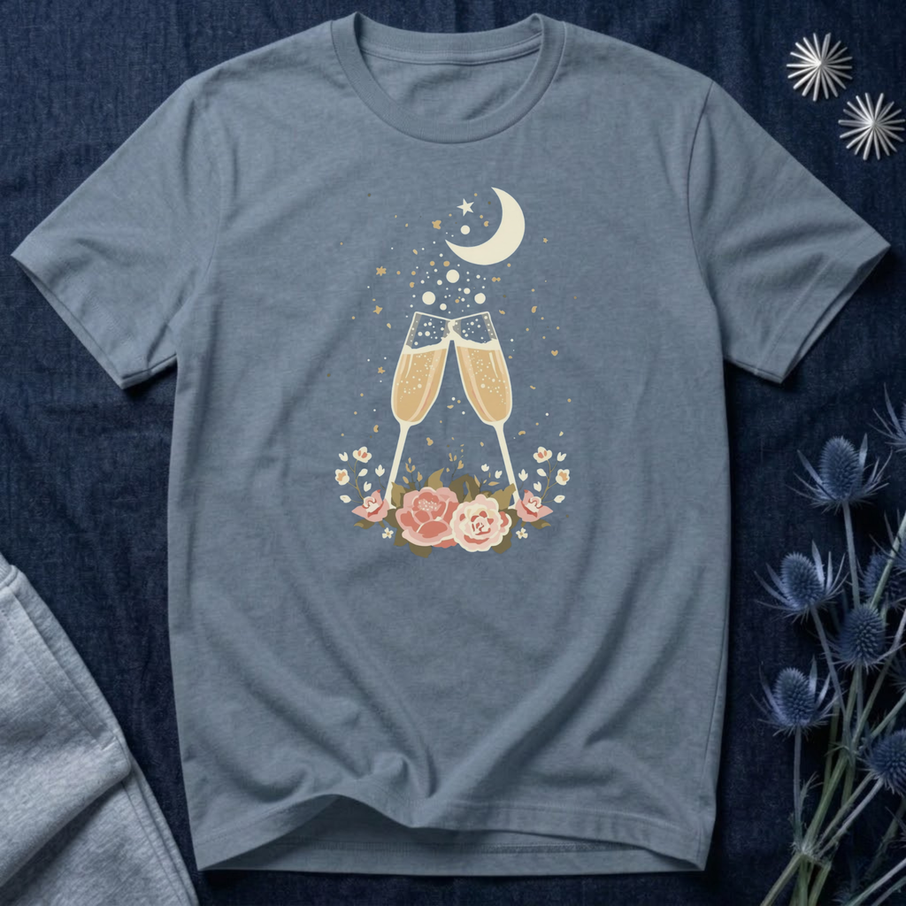 Celestial Champagne & Blush Florals Graphic T-Shirt