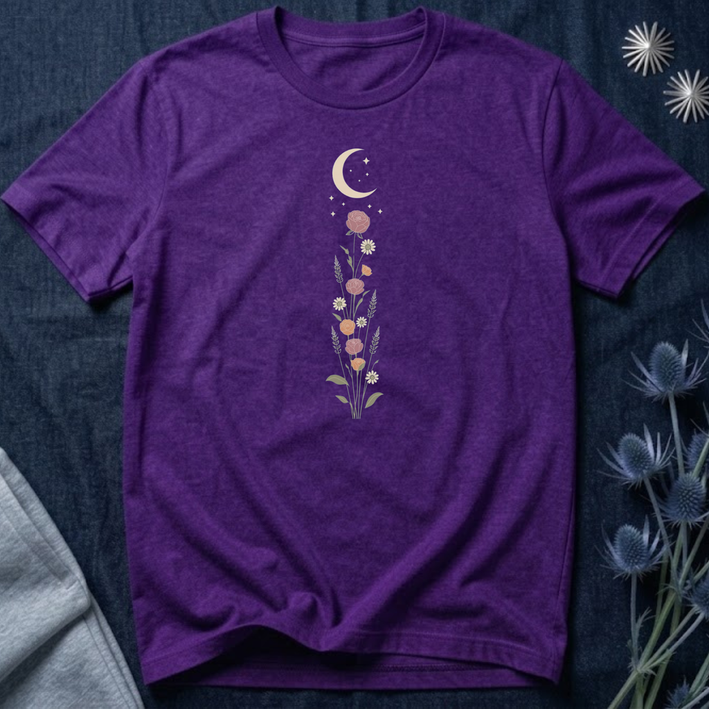 Wildflowers and Crescent Moon T-Shirt