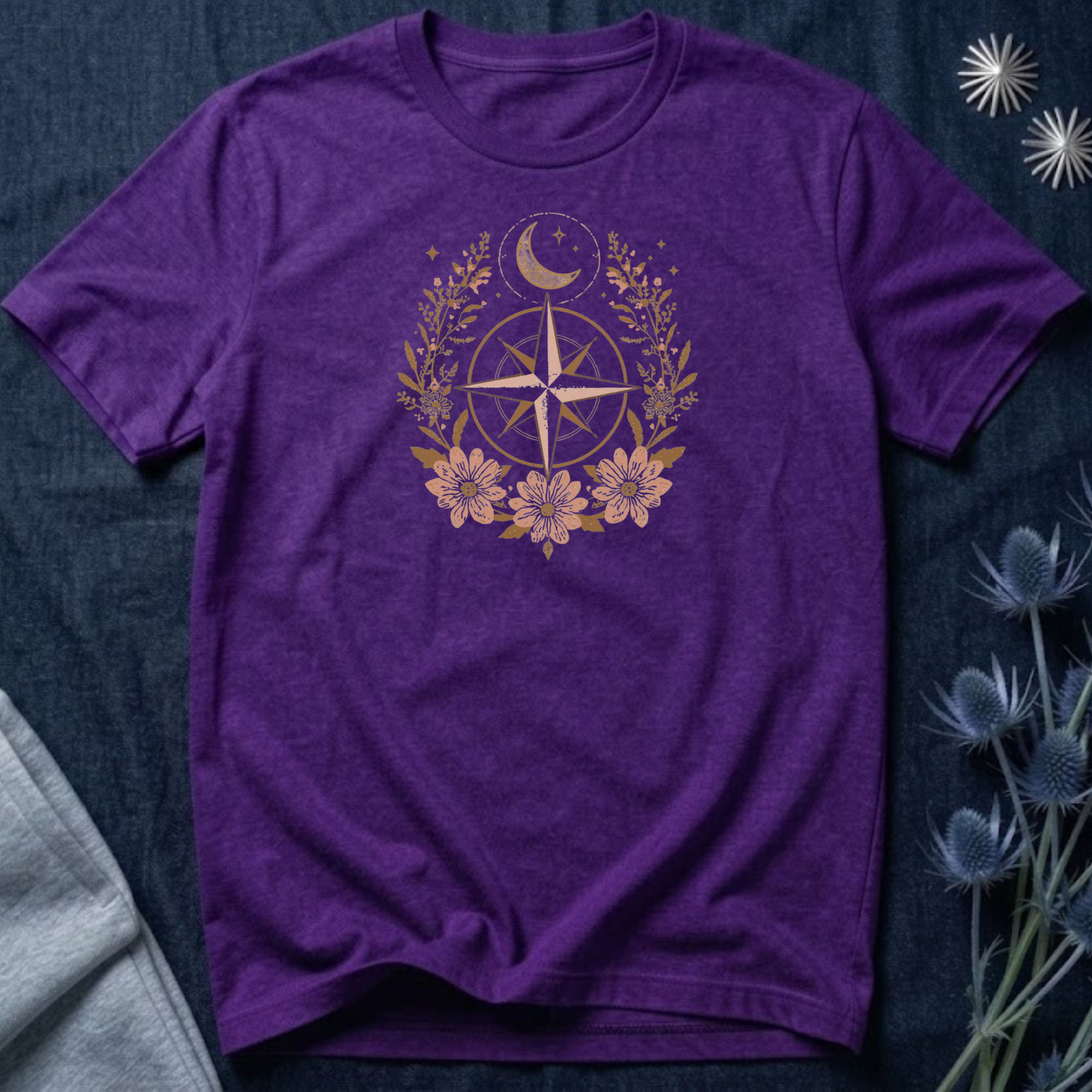 Celestial Compass Floral Graphic T-Shirt