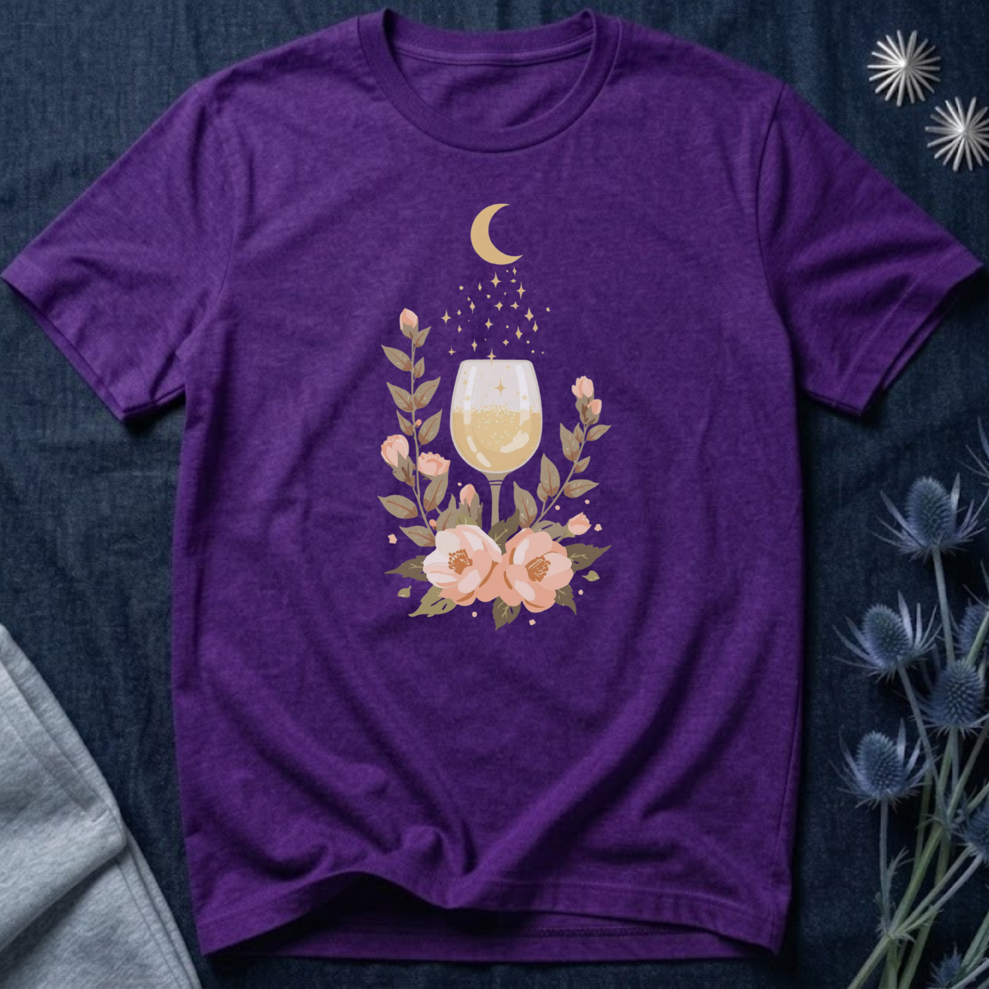 Celestial White Wine & Blush Florals Graphic Tee