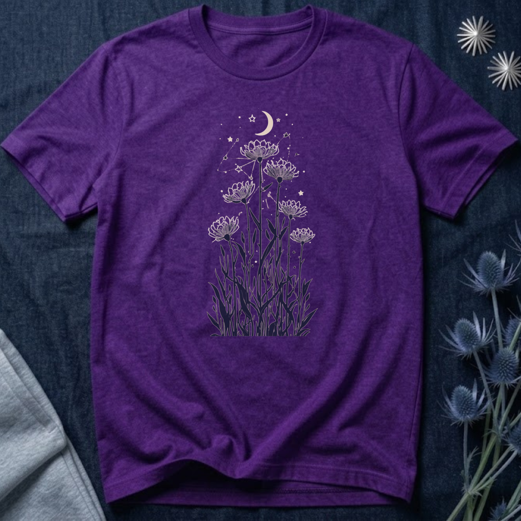 Moonlit Wildflower Night Graphic T-Shirt