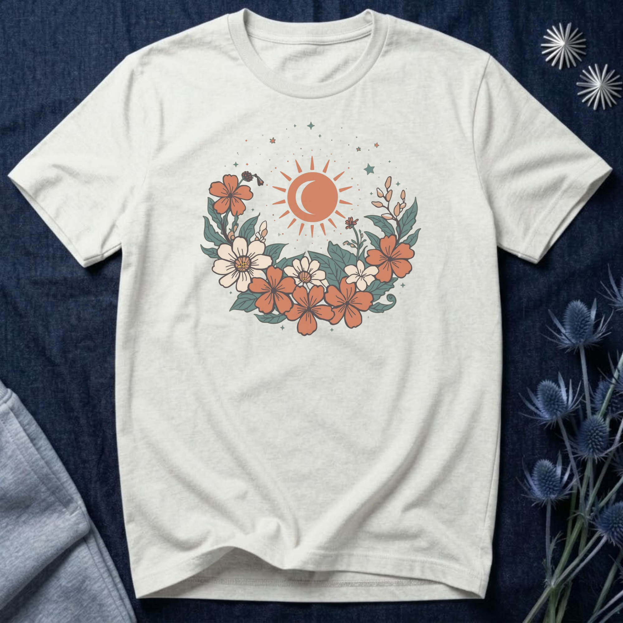 Tropical Sun & Moon Floral T-Shirt