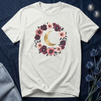 Golden Moon Floral Wreath Graphic T-Shirt