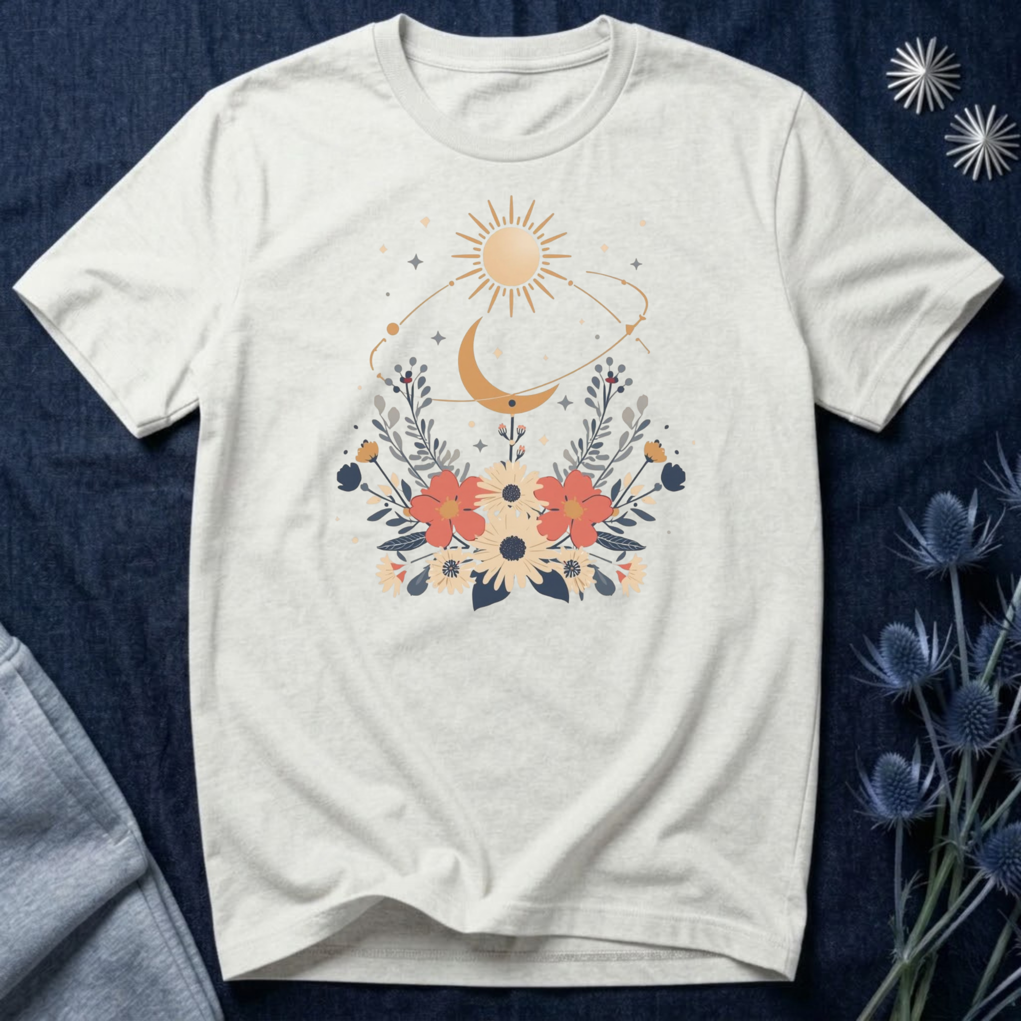 Celestial Orbit Floral Graphic T-Shirt