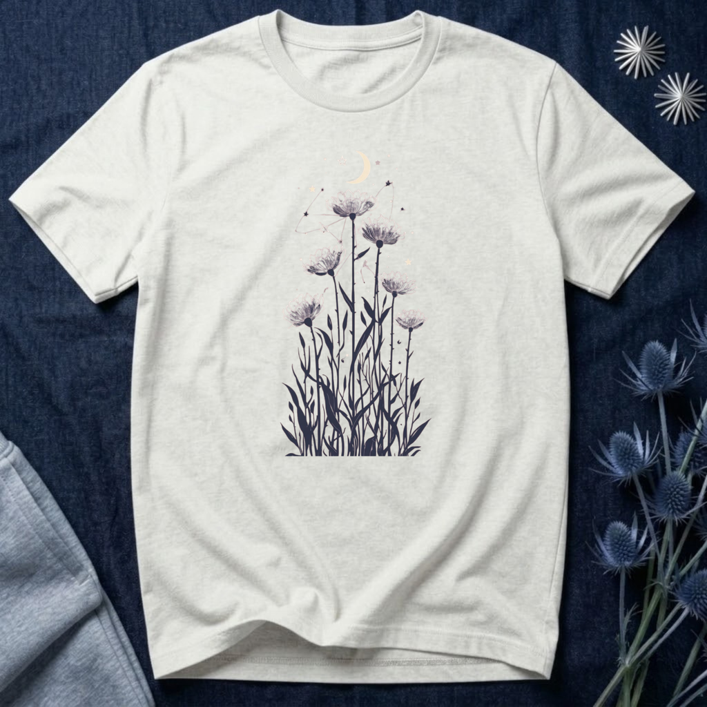 Moonlit Wildflower Night Graphic T-Shirt