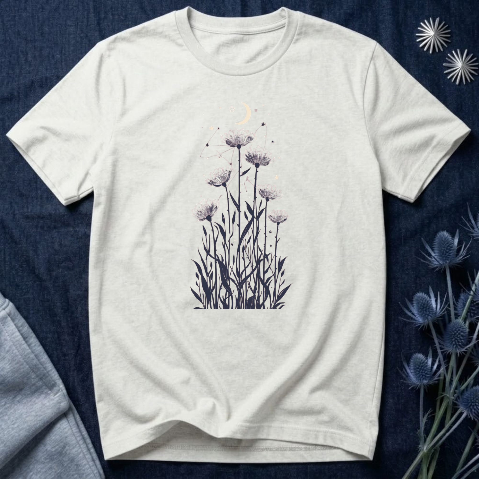 Moonlit Wildflower Night Graphic T-Shirt