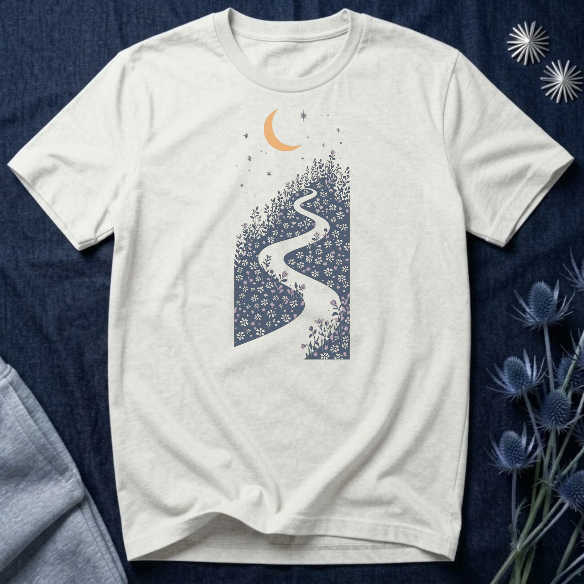 Moonlit Wildflower Winding Path Graphic Tee