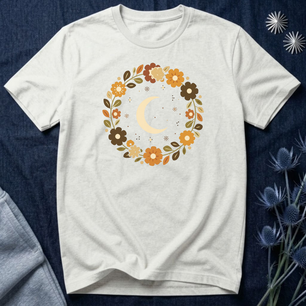 Retro Celestial Floral Wreath T-Shirt