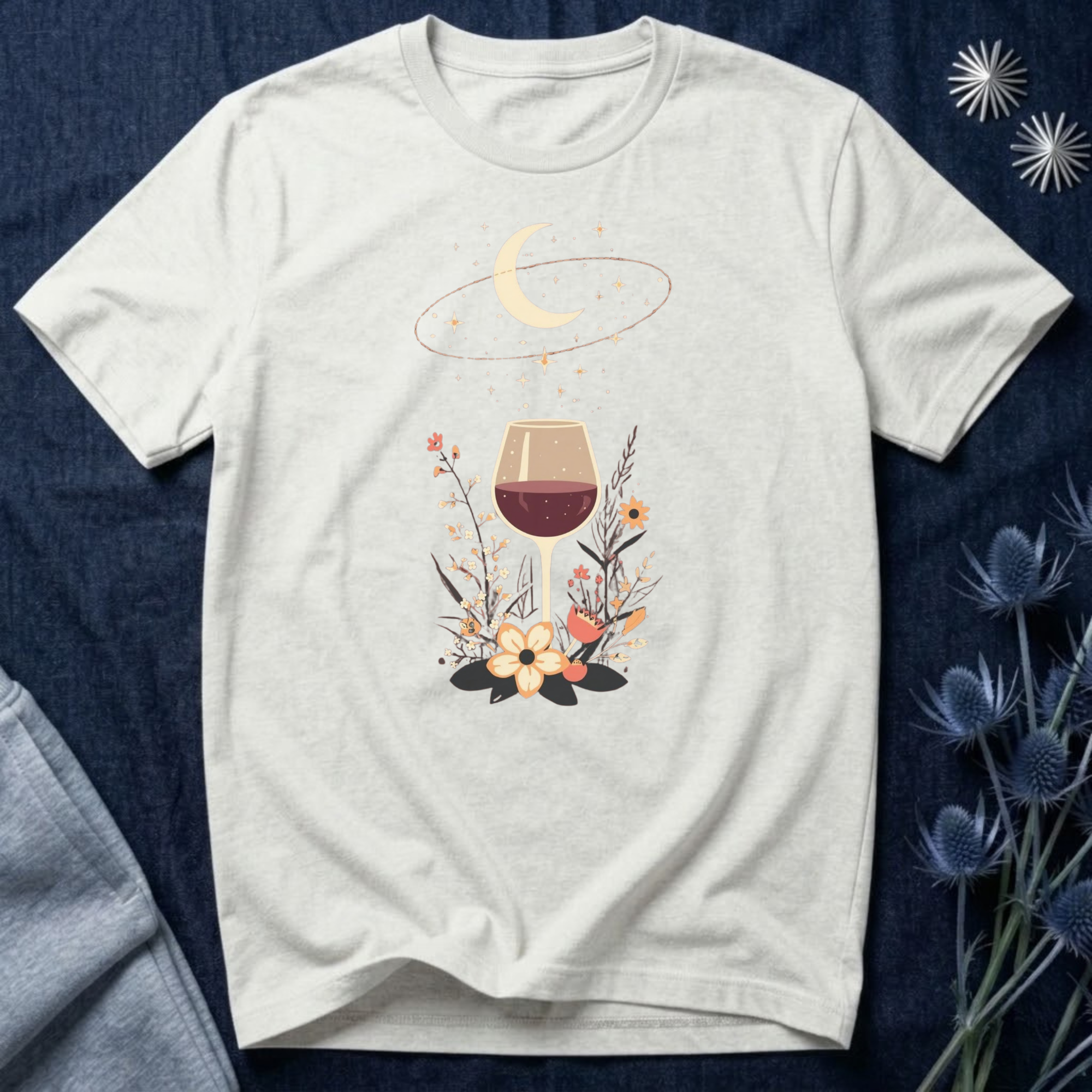 Celestial Red Wine & Wildflowers Graphic Tee