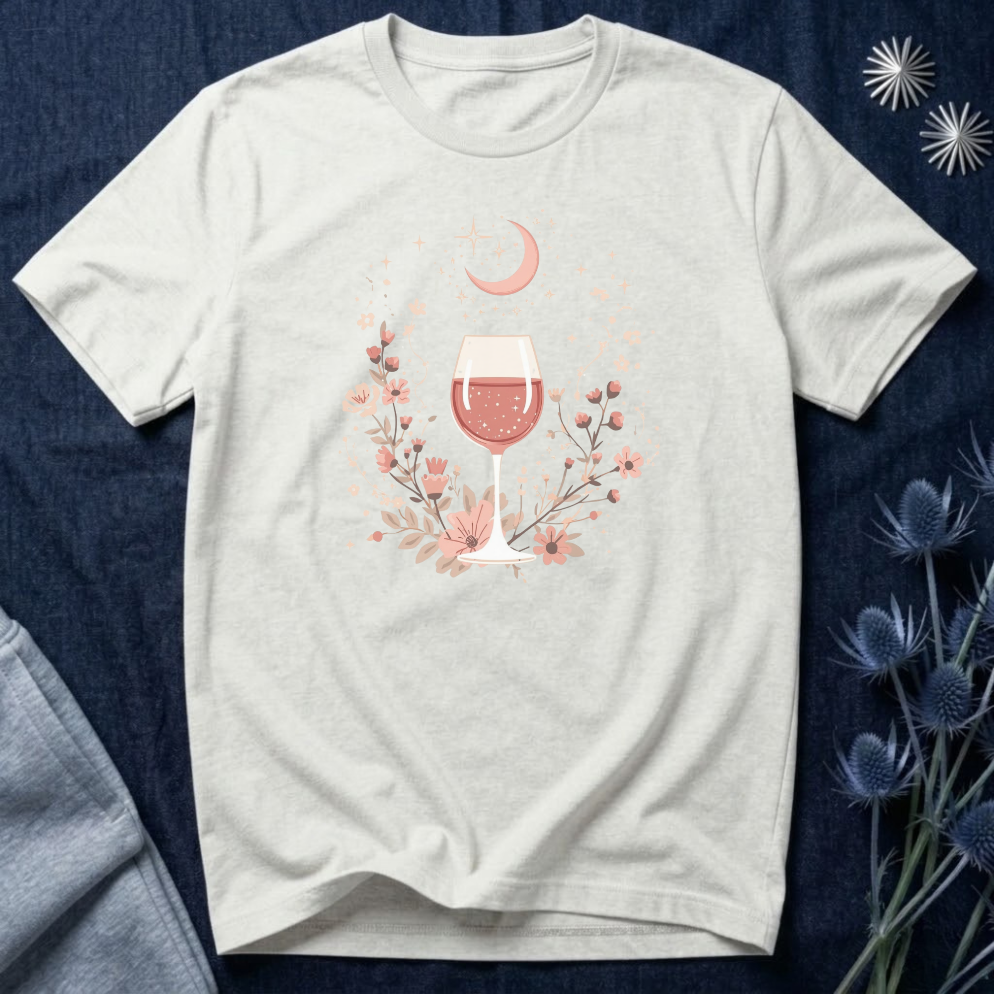 Celestial Rosé & Blush Florals Graphic T-Shirt