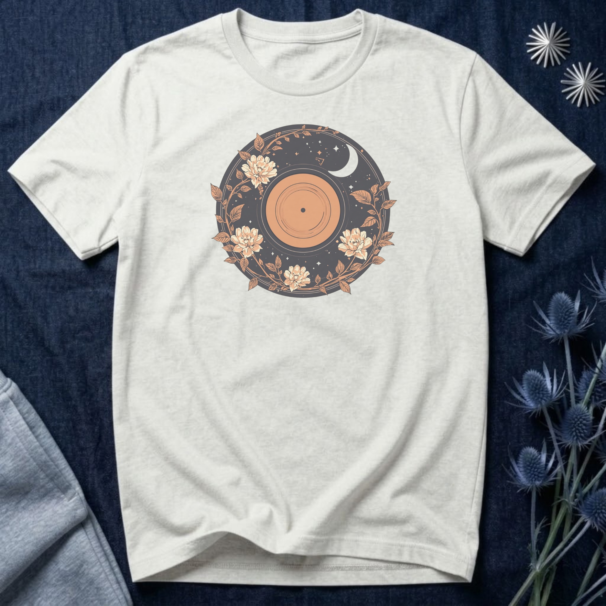 Celestial Vinyl & Wildflowers Graphic T-Shirt
